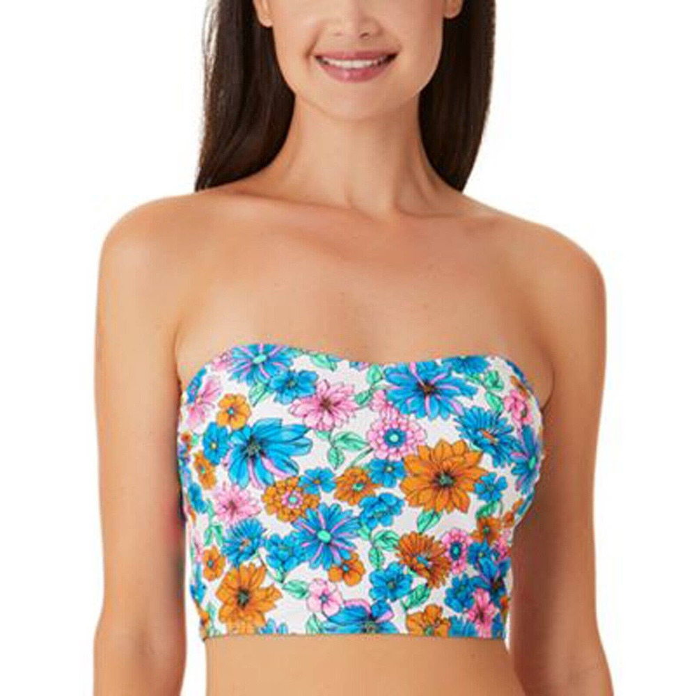 New California Waves Womans XS Floral Bralette Bikini‎ Top Swim Removable Straps